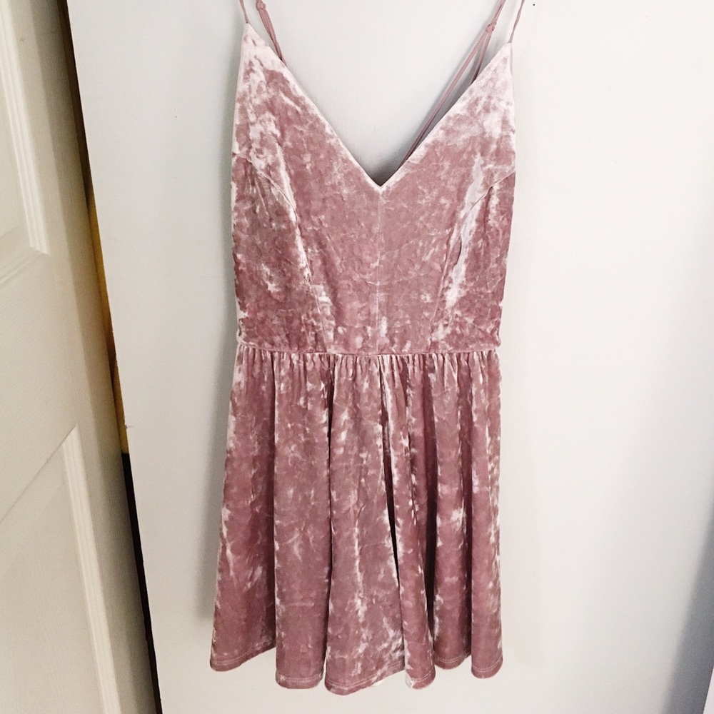 Strappy Backless Blush pink velvet romper (HOCO)